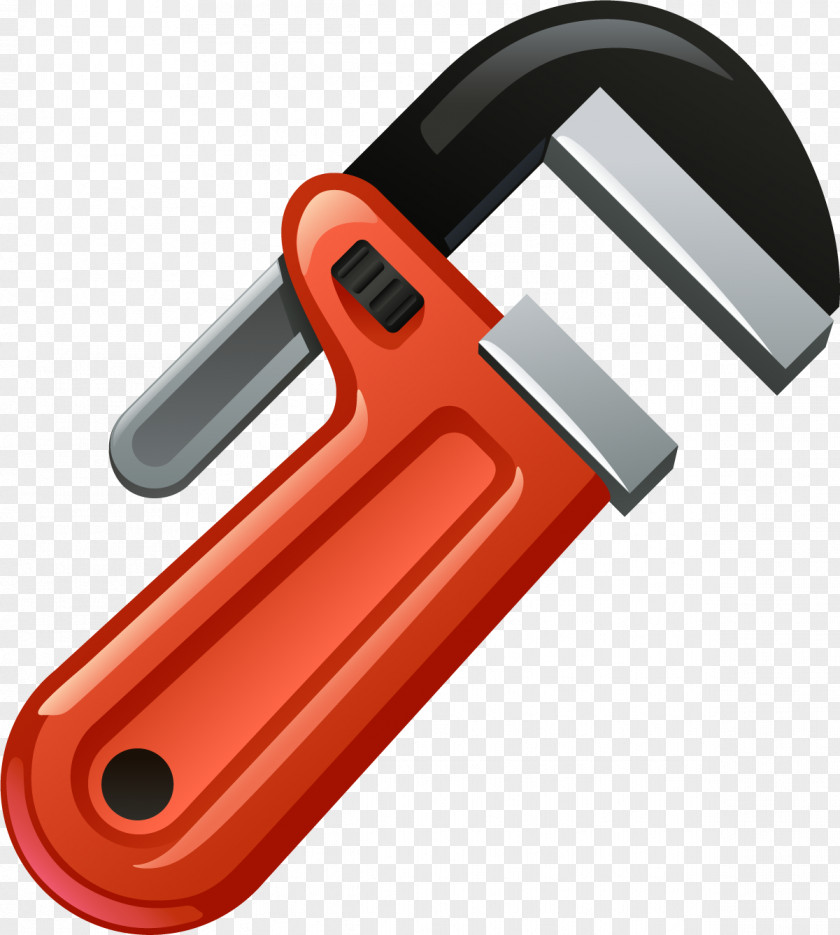 Hand Painted Red Wrench Tool PNG