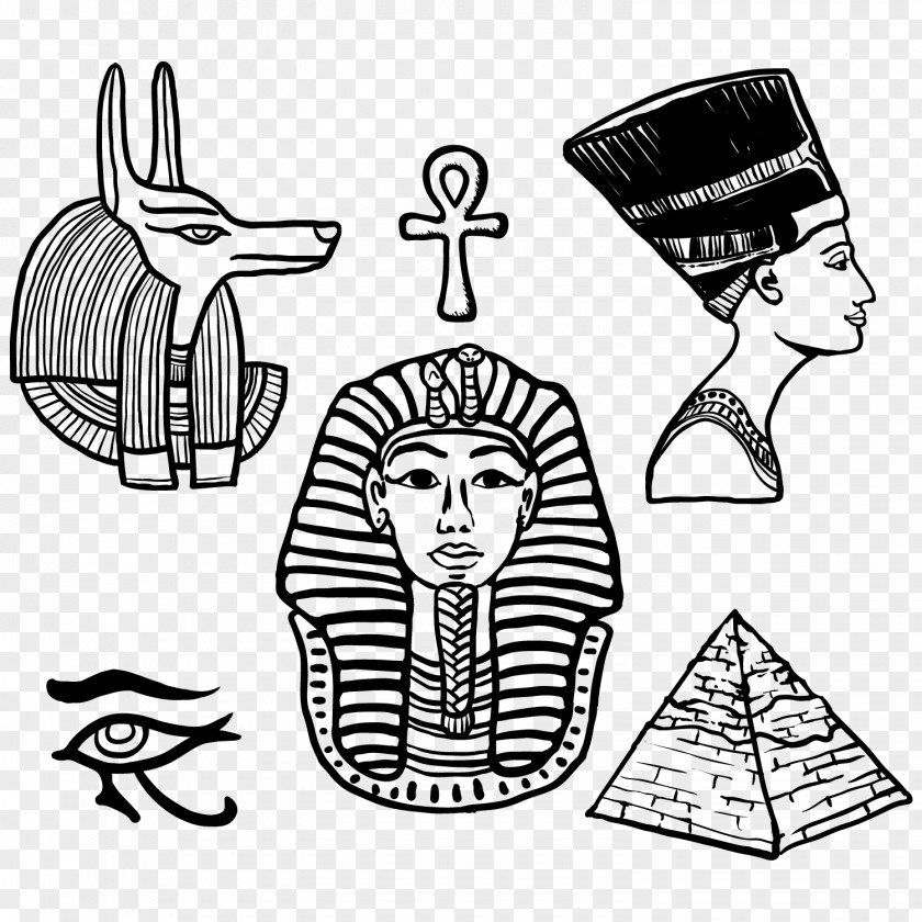 Hand-drawn Element Vector Material Ancient Egypt Great Sphinx Of Giza Egyptian Pyramids Anubis PNG