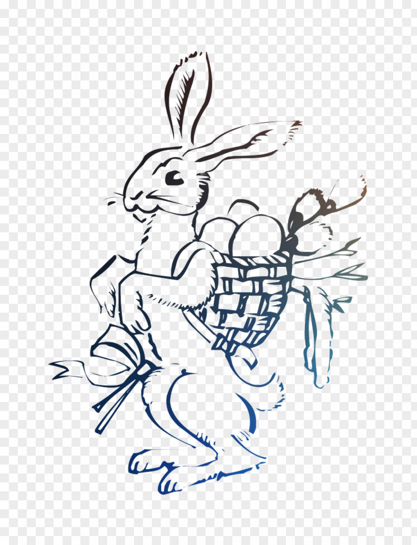 Easter Bunny Rabbit Basket Hase Mit Korb Drawing PNG