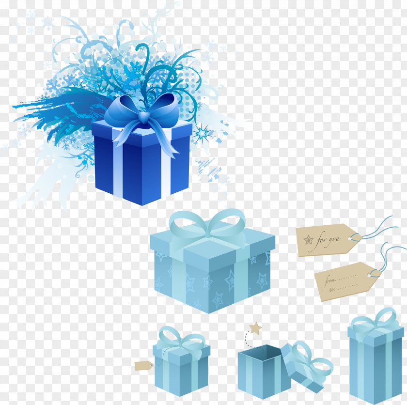 Beautiful Blue Gift Tag Paper Decorative Box PNG