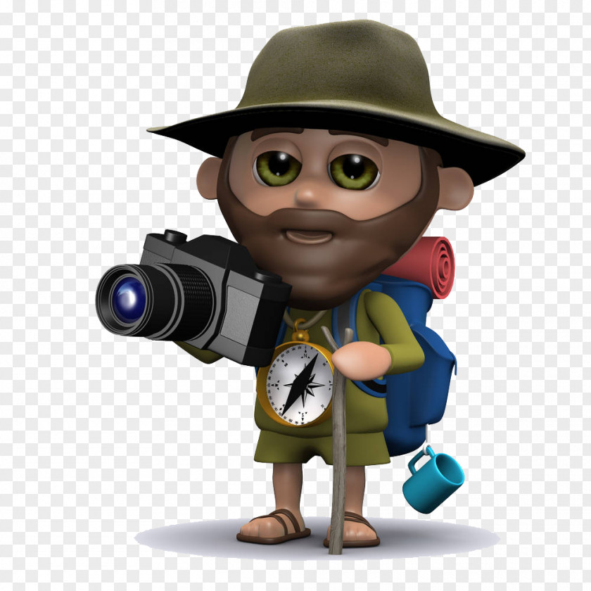 Little Cartoon Man And Camera Brief Stroke Photography Illustration PNG