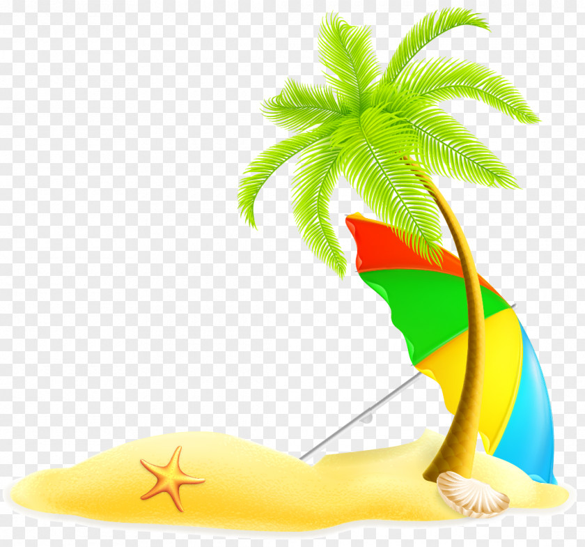 Palm Island Vector Material Beach Summer Illustration PNG