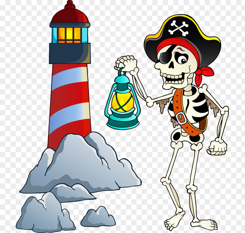 Pirate Skull And Lighthouse Piracy Cartoon Skeleton Royalty-free PNG