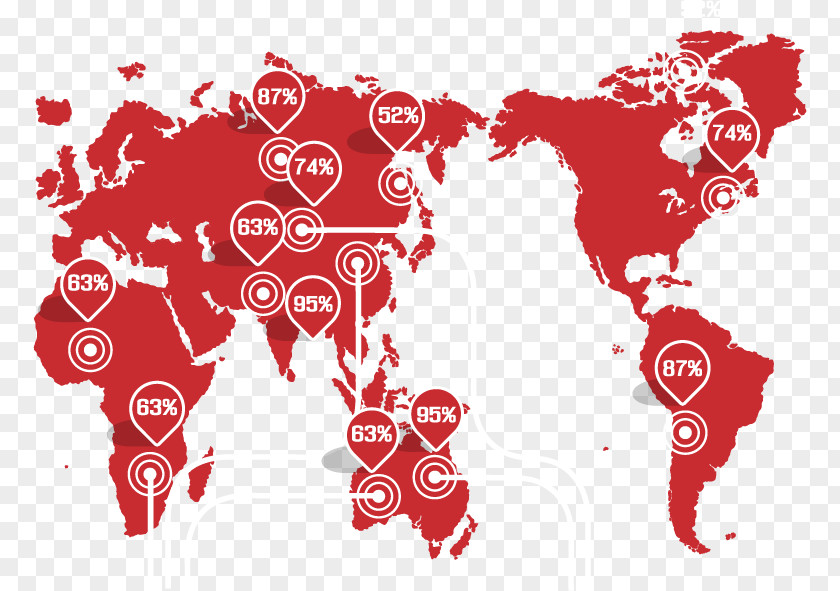 Red Landmarks Map Globe World Illustration PNG