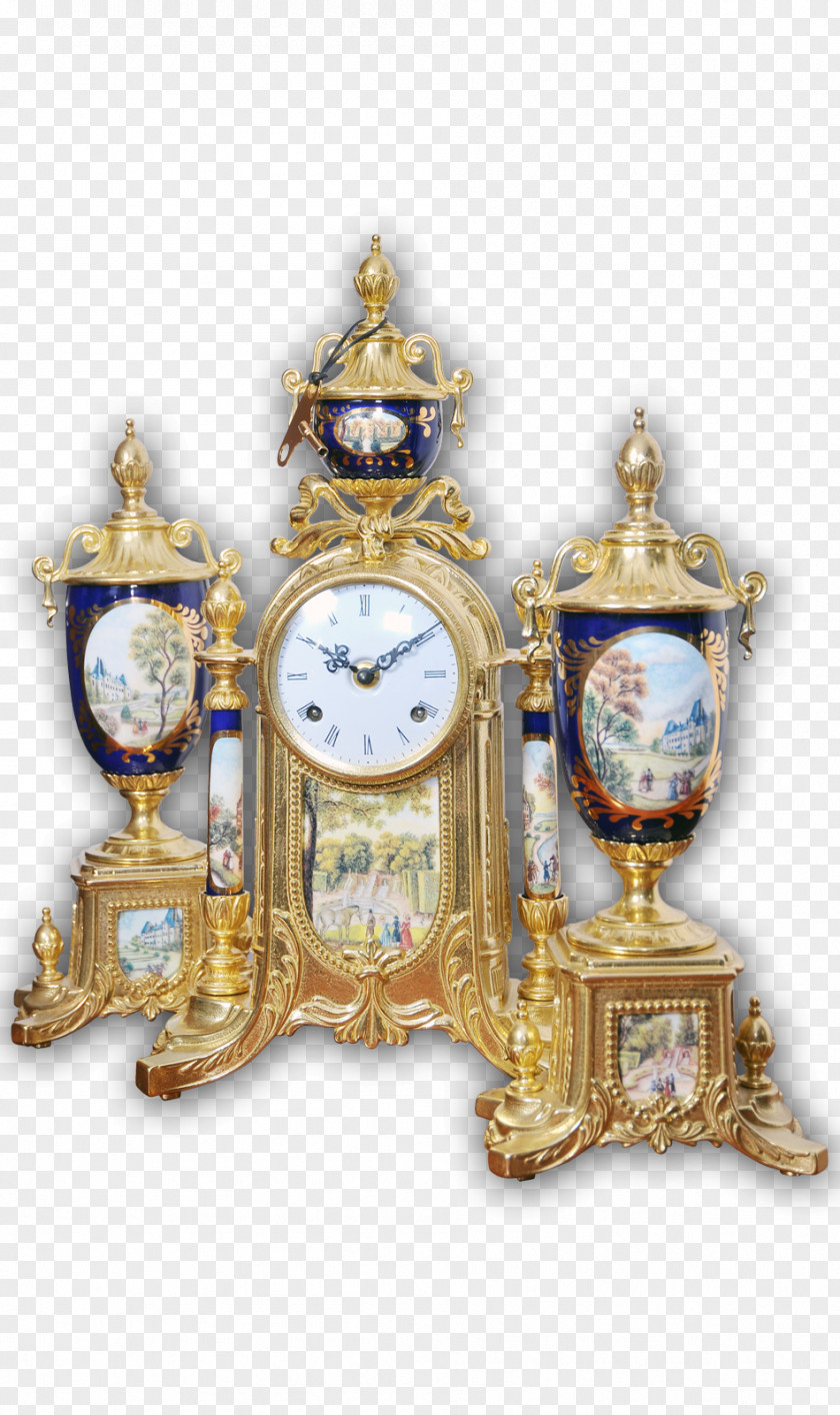Brass 01504 Clock Porcelain Antique PNG