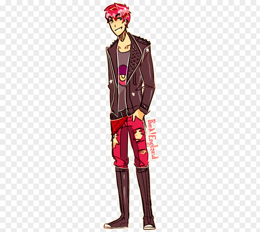 Punk Hair Costume Design Cartoon Fashion Illustration PNG