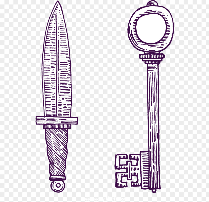 Vector Knife Key Drawing PNG
