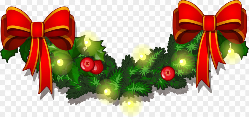 Cartoon Green Grass Ring Christmas Tree Santa Claus New Year PNG