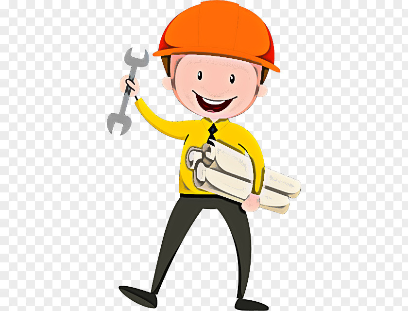Cartoon Construction Worker Solid Swing+hit Hard Hat PNG