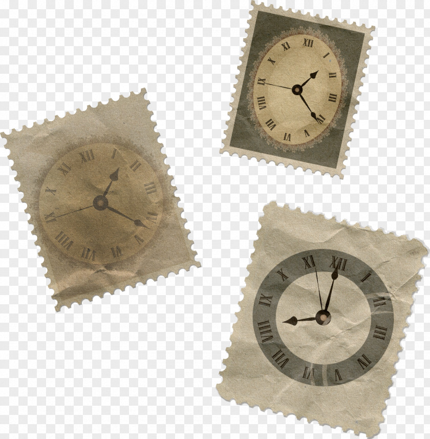 Multi Retro Stamp Sticker Clock Paper Postage Scrapbooking Clip Art PNG
