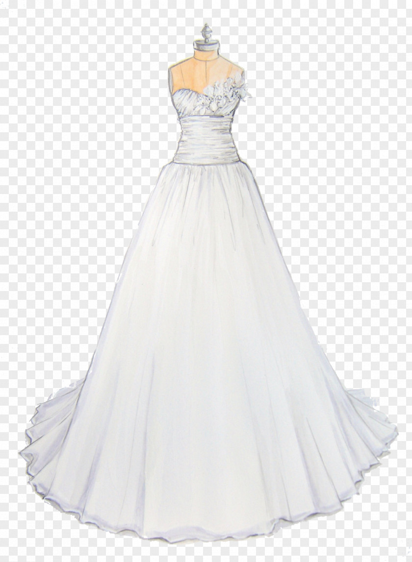 Beautiful Wedding Dress Design Illustration Drawing PNG