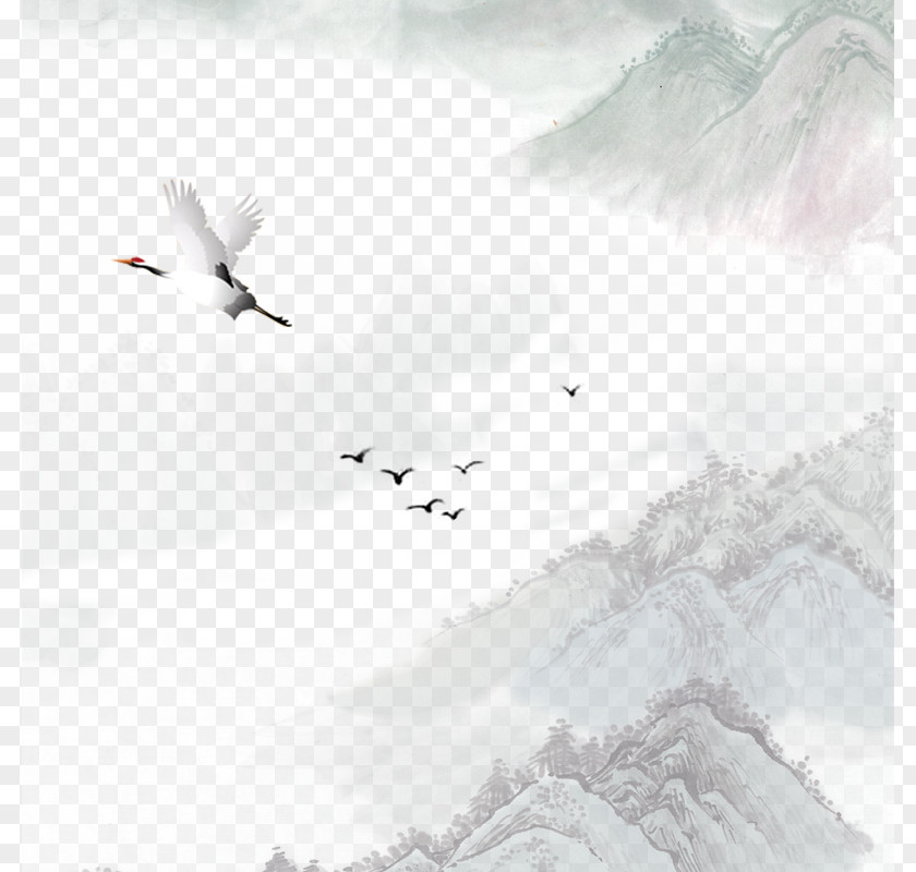 Landscape Flying Ink Paintings PNG