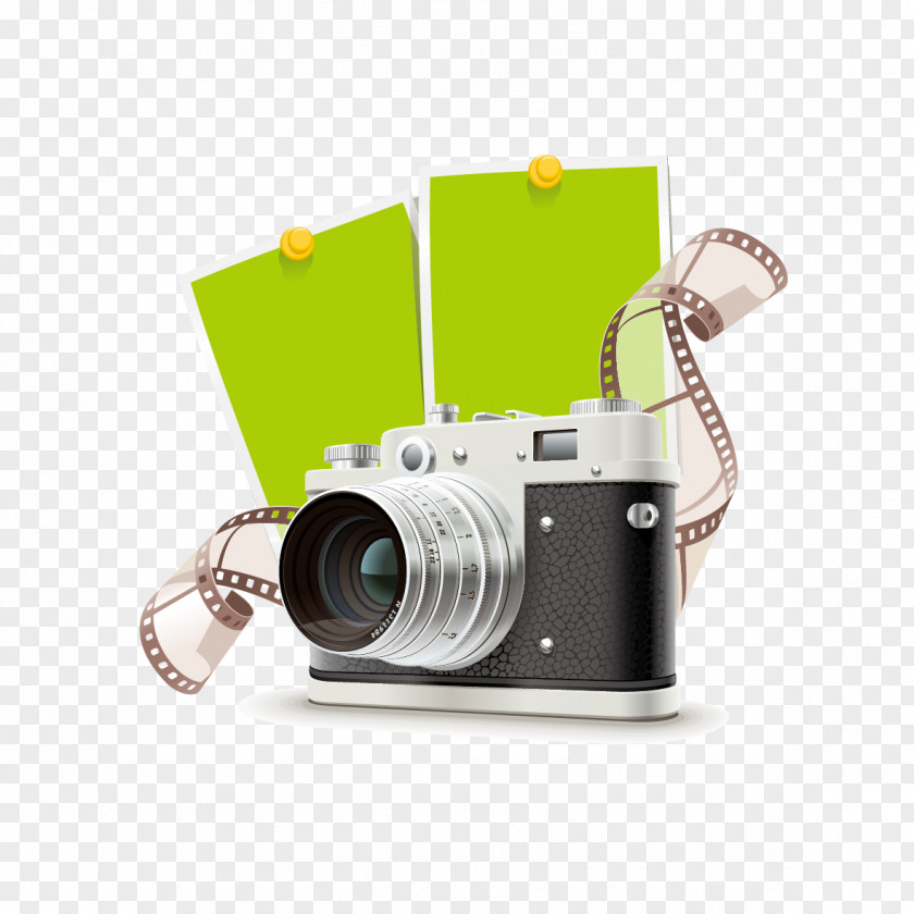 Vector Camera And Handed Photographic Film Photography Stock Illustration PNG