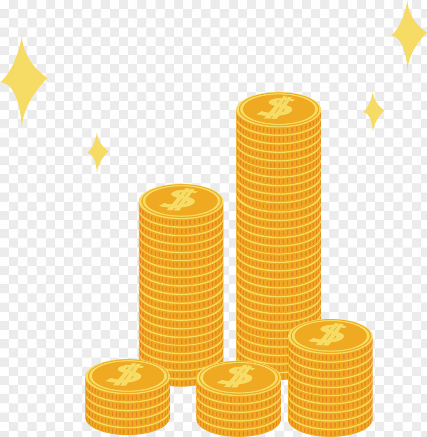 Gold Coins Stacked Vector Coin Computer File PNG