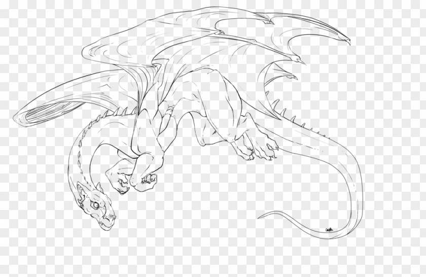 Dragon Cartoon Line Art Character White Sketch PNG