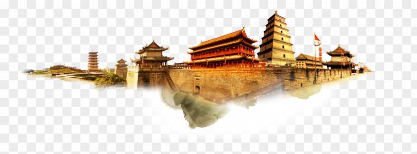 City ​​building Fortifications Of Xian Bell Tower Giant Wild Goose Pagoda Poster Tourism PNG