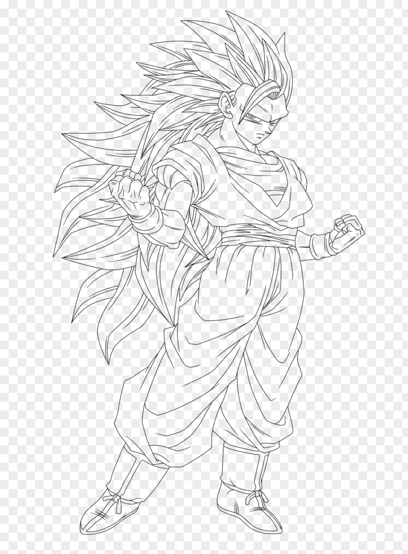 Goku Fight Line Art White Inker Cartoon Sketch PNG