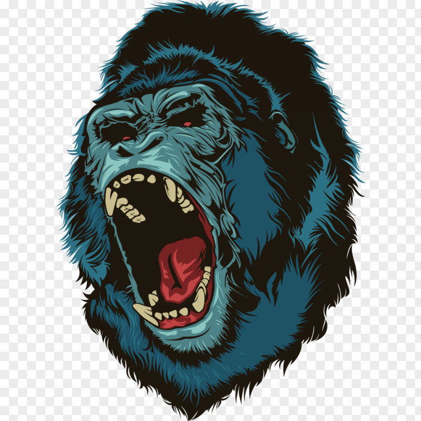 Roaring Gorilla Western Ape Illustration PNG