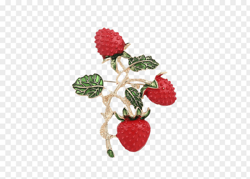 Apricot Watercolor Brooch Imitation Gemstones & Rhinestones Pin Strawberry Fruit PNG