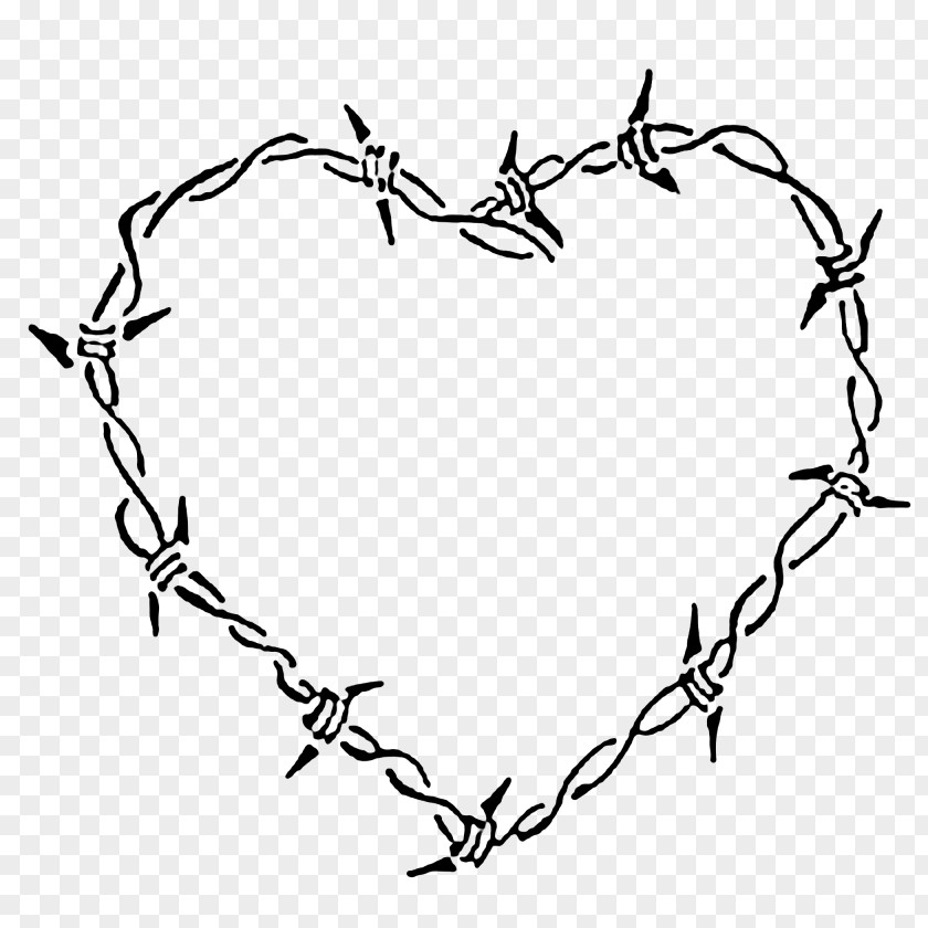 Blackandwhite Wire Fencing Drawing Heart PNG