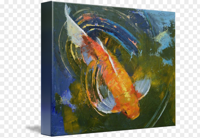 Ripples Koi Watercolor Painting Oil PNG