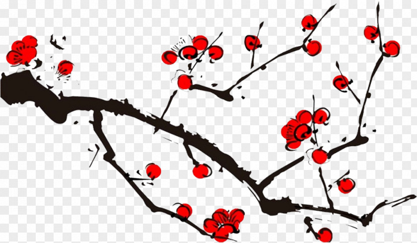 Plum Flower Black And White PNG