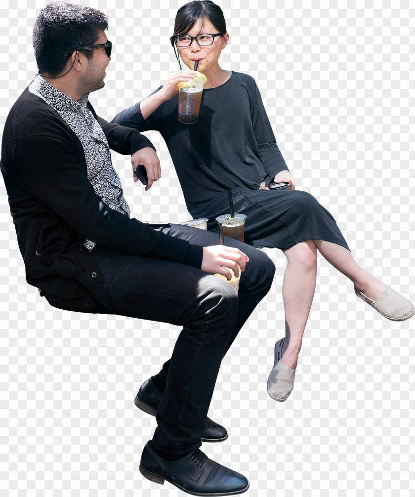 Sitting Man And Woman People PNG