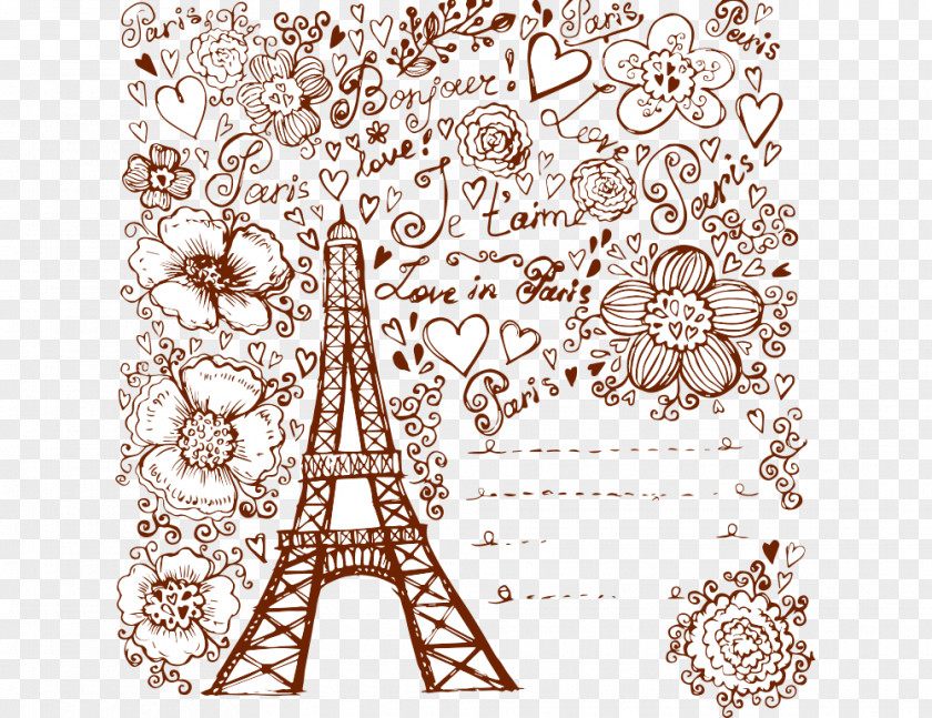 Flower Lake World Eiffel Tower Euclidean Vector Illustration PNG