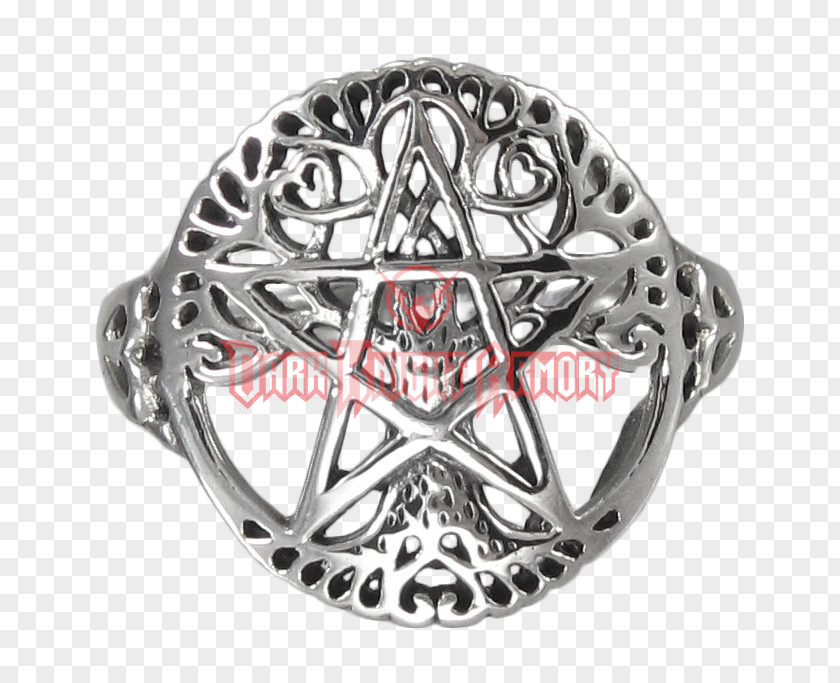 Tree Ring Pentacle Sterling Silver Wicca PNG