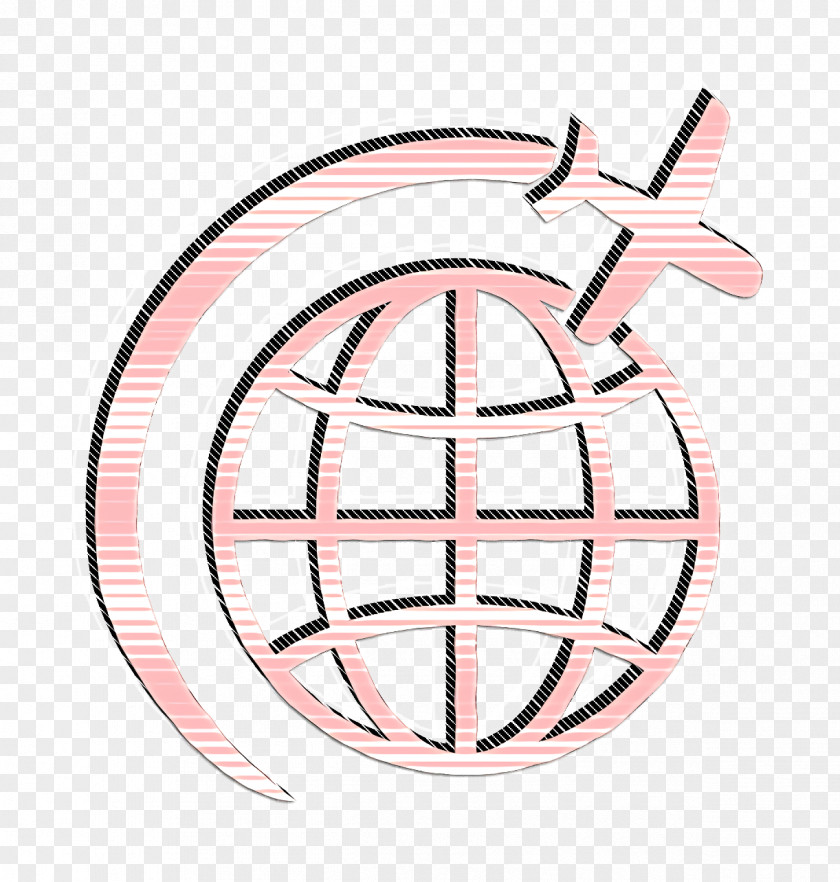 Airplane Flight In Circle Around Earth Icon Transport Tourism PNG