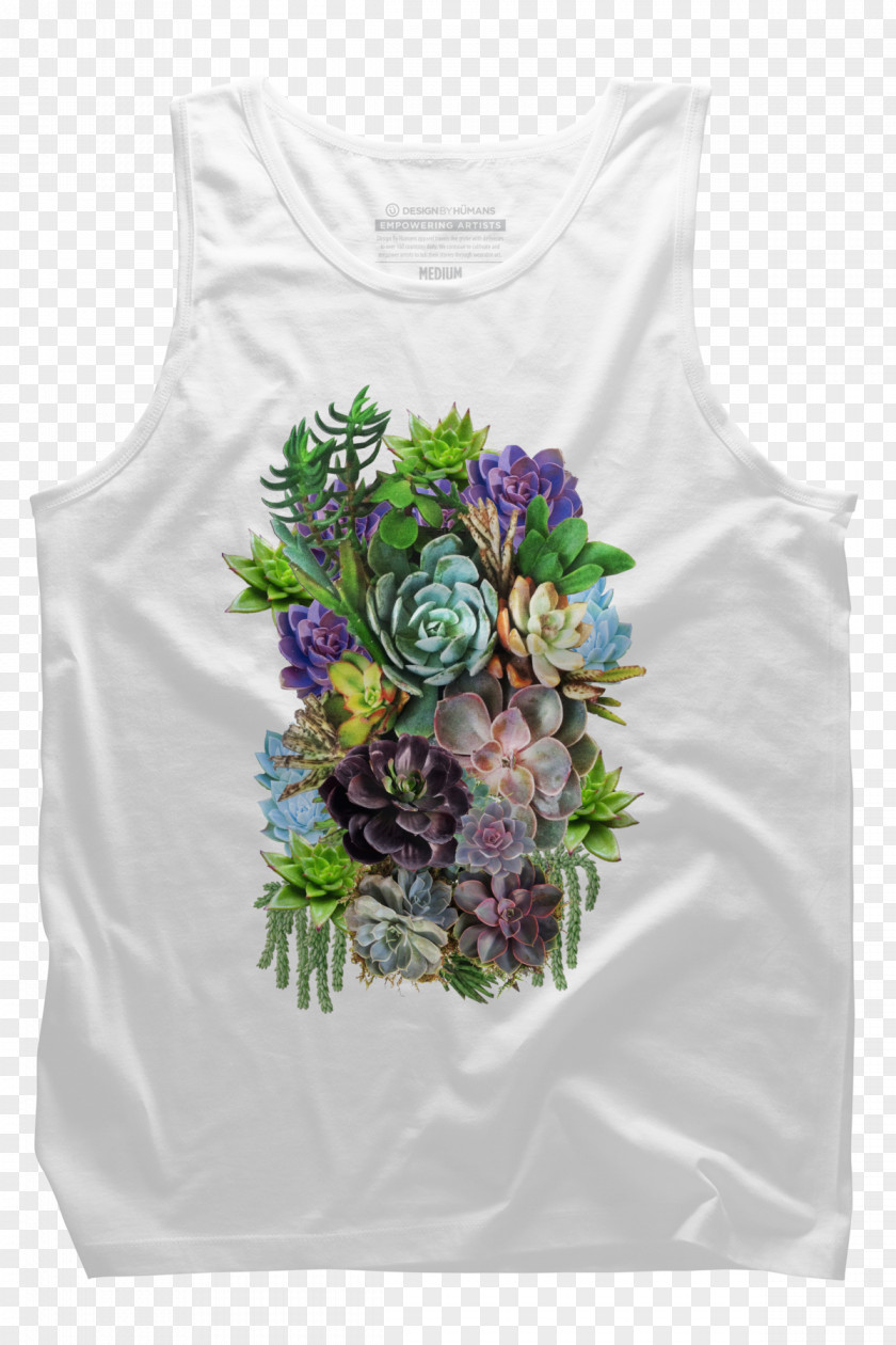 Fleshy Rosette Succulents Printed T-shirt Top Sleeve Clothing PNG