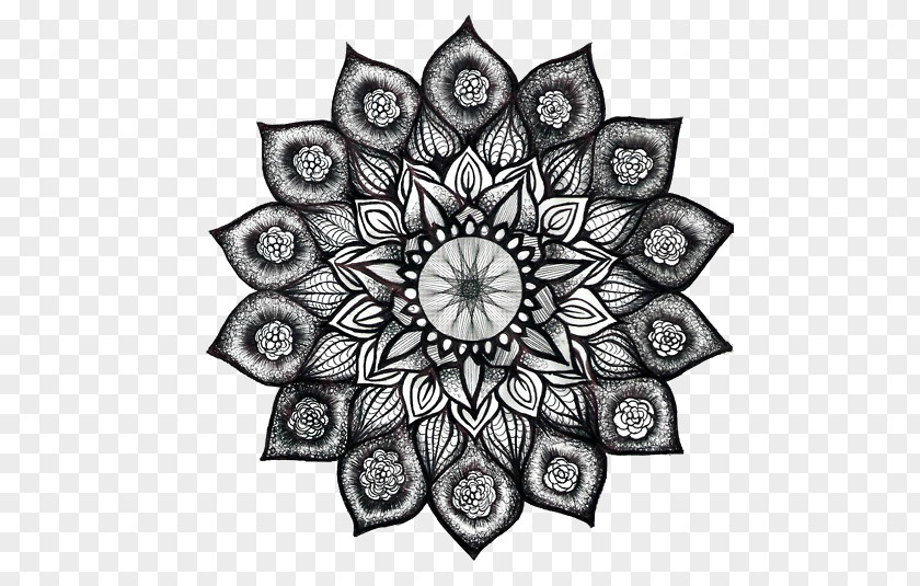 Hand Drawn Flowers Doodle Henna Nelumbo Nucifera Flower Mehndi PNG