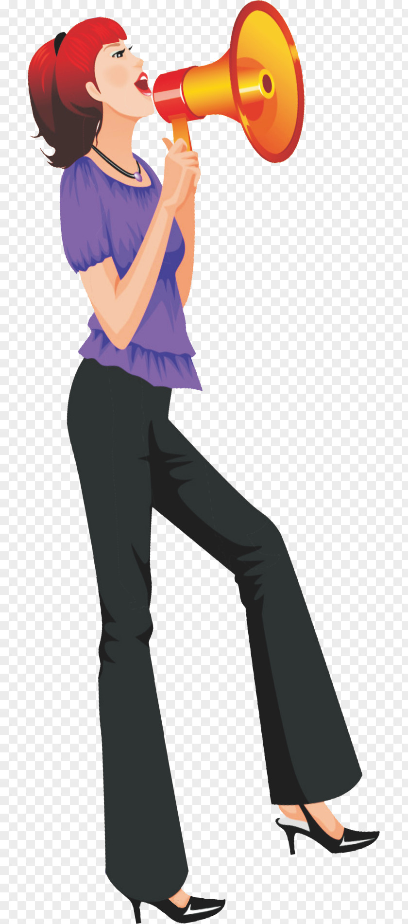 The Woman Took Horn Megaphone Illustration PNG