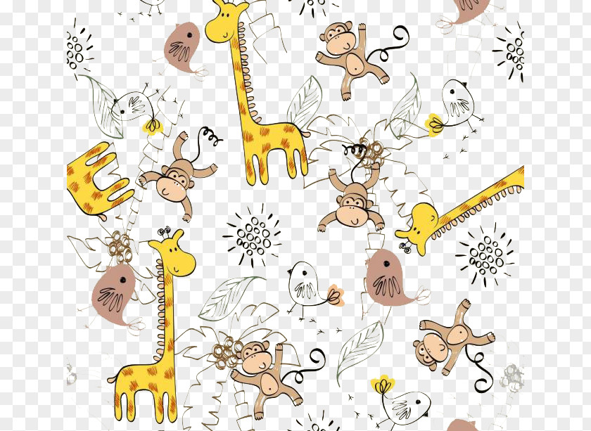 Giraffe Cartoon Background Bird Drawing PNG
