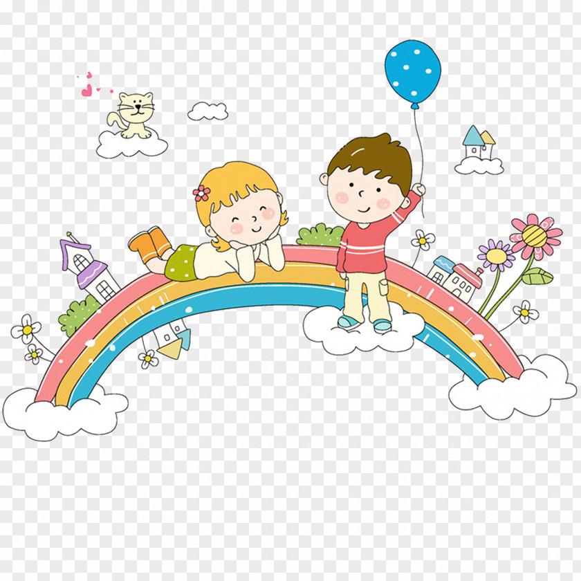 Children Lying On The Rainbow Child U6bd4u723eu904bu7b97u601du7dad Illustration PNG