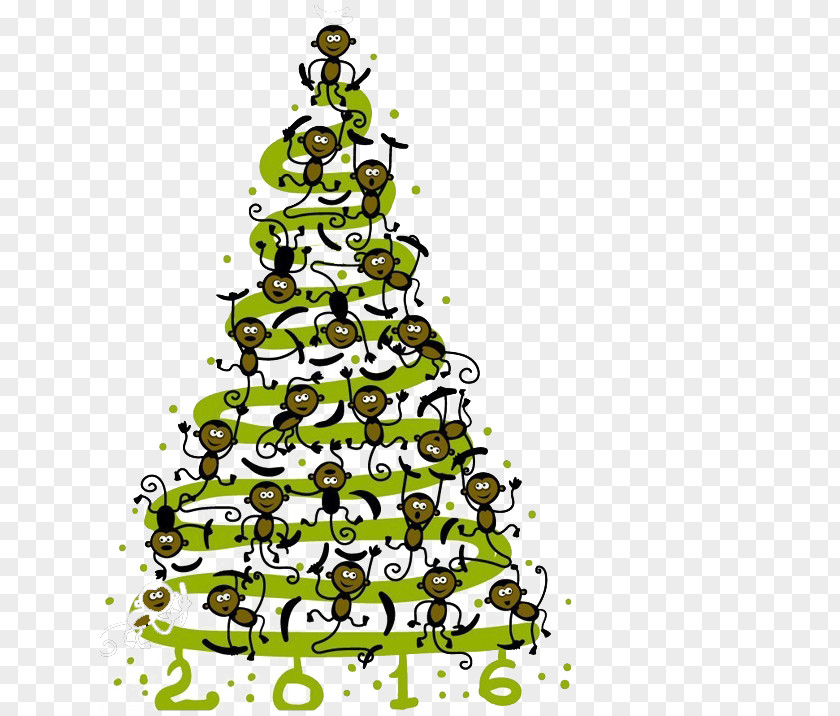 Creative Christmas Tree Monkey Poster PNG