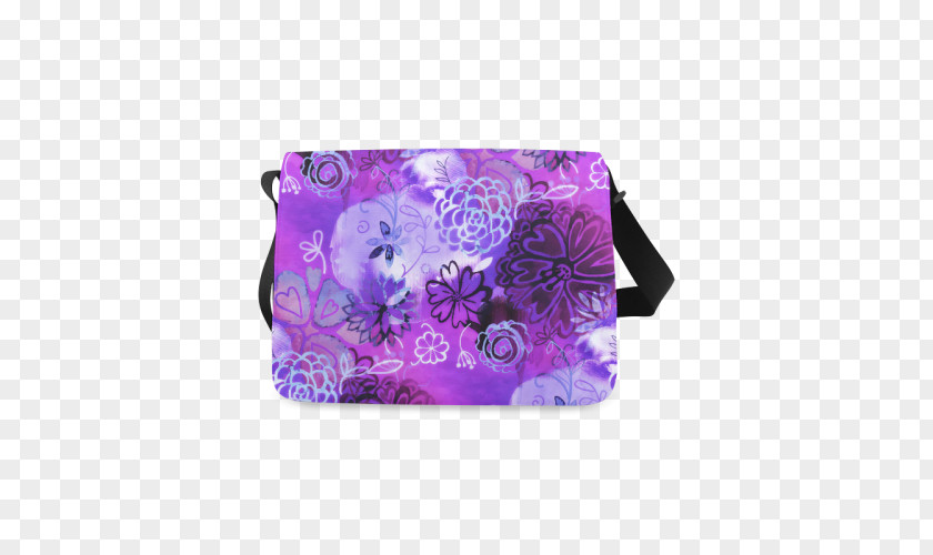 Purple Flowers Design Coin Purse Tapestry Watercolor Painting PNG