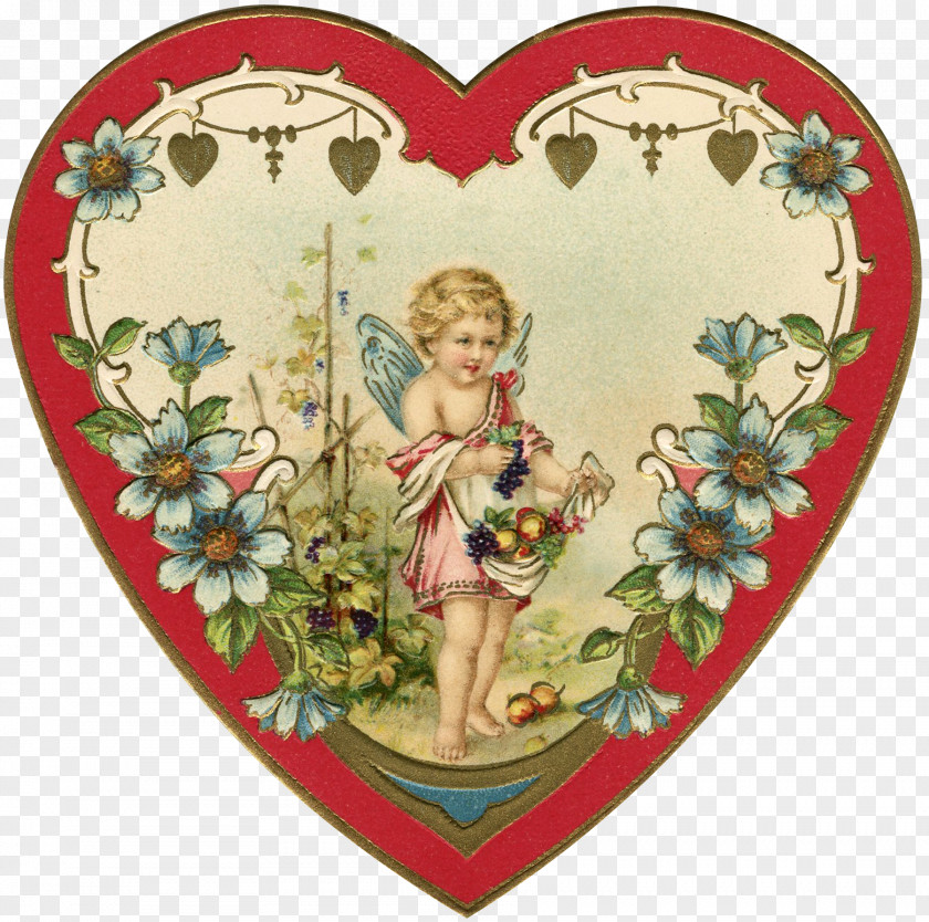 Victorian Valentines Fairy Valentine's Day Paper Heart Love Image PNG
