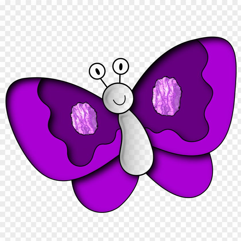 Purple Flower Butterfly Cartoon Clip Art PNG