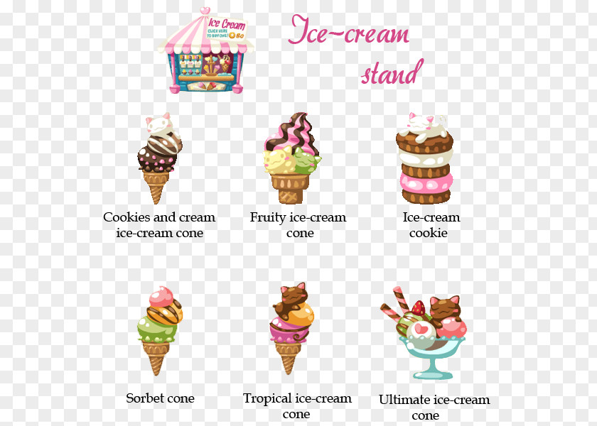 Ice Cream Stand Cones Line PNG