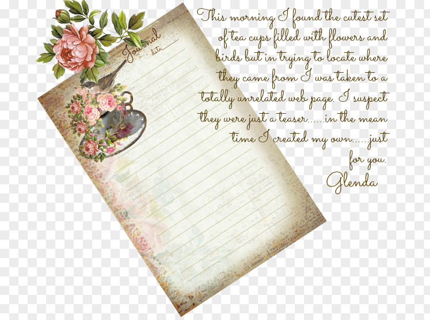 Teacup Watercolor Paper Decoupage Font PNG