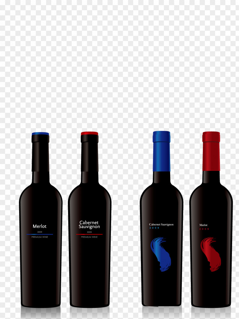 Red And Blue Wine Bottle Glass PNG