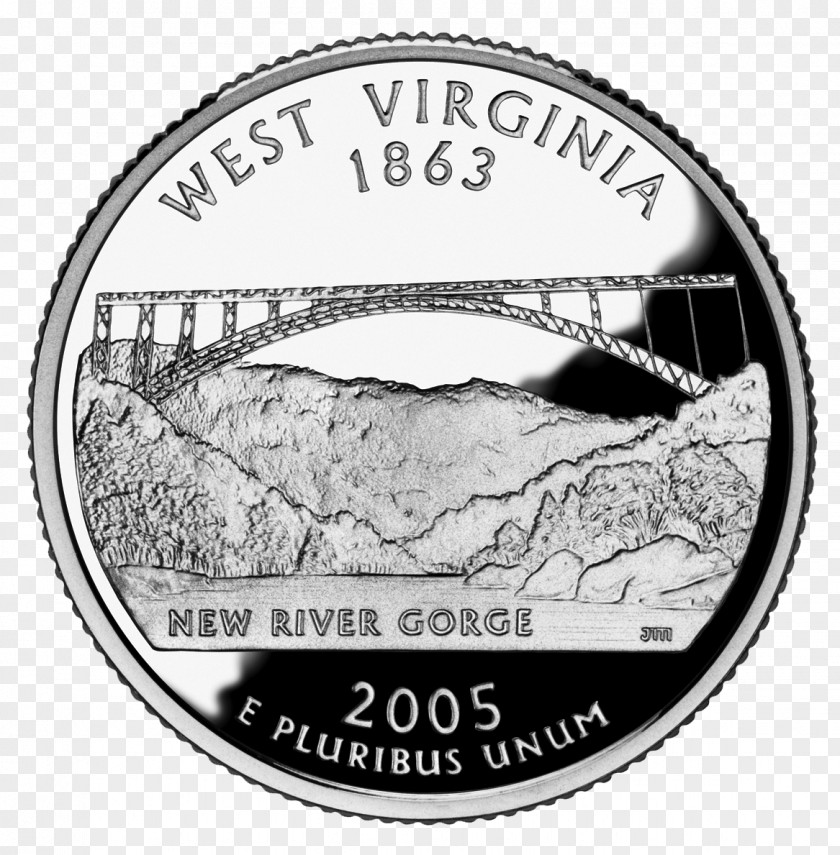 Quarter New River Gorge Bridge 50 State Quarters United States Mint Coin PNG