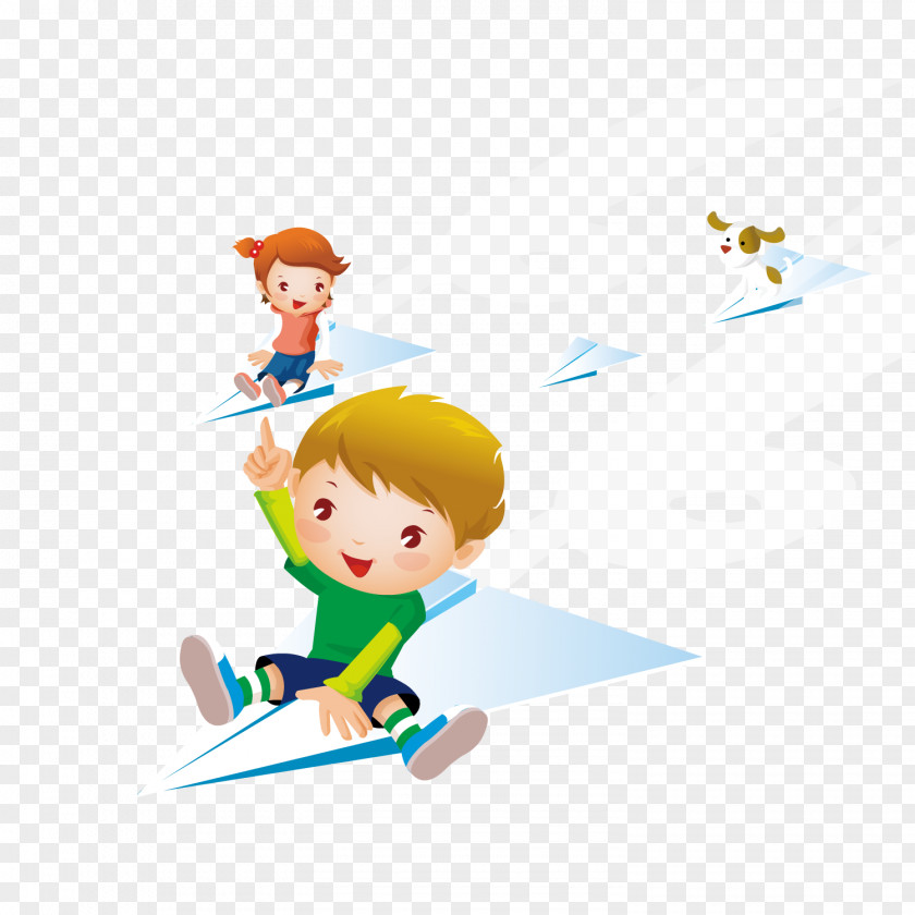 Happy Children Flying Aircraft Airplane Paper Plane Royalty-free Clip Art PNG