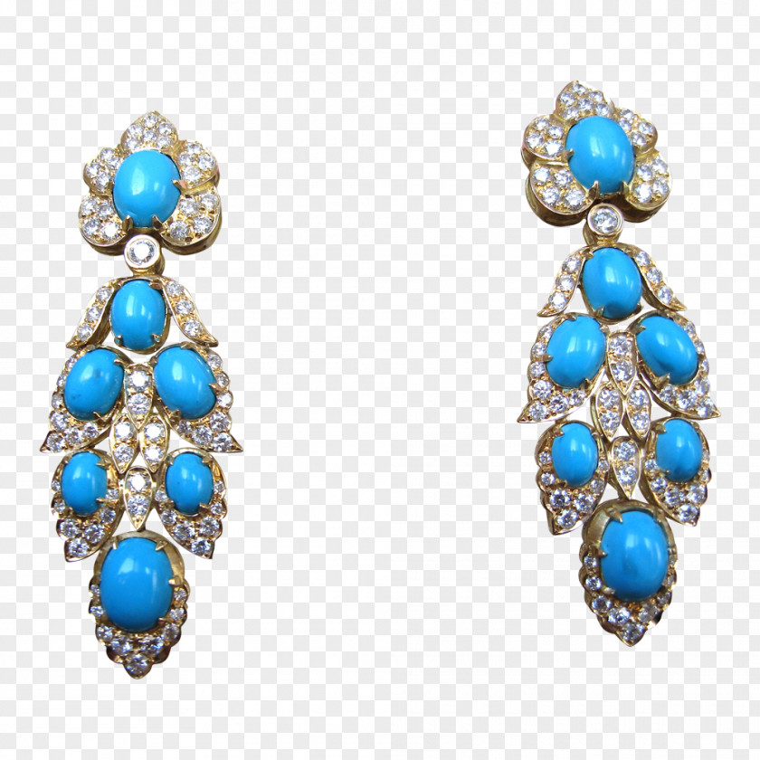 Van Cleef Turquoise Earring Jewellery Diamond Gold PNG