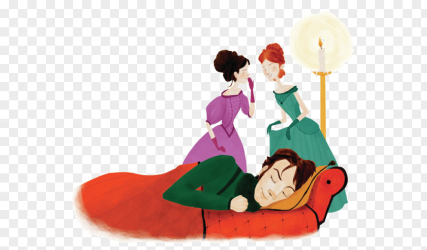 Asleep Prince Talking To Princess Cartoon Bed PNG