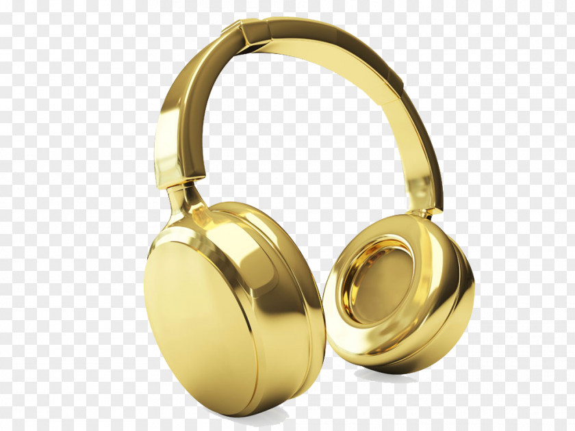 Gold Headphones Stock Photography PNG
