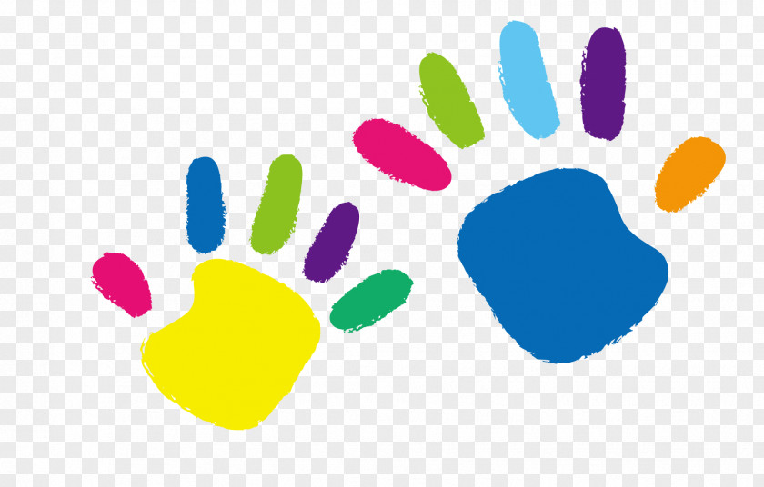 Colorful Palm Prints Logo Child Art Illustration PNG