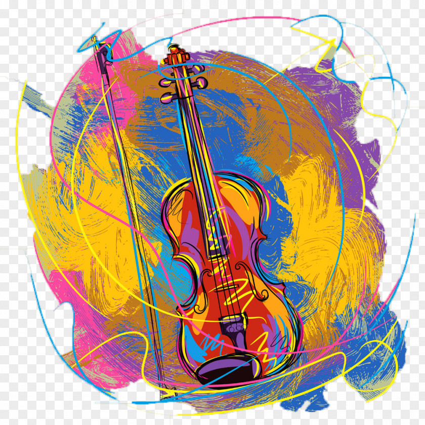 Painted Violin Drawing Illustration PNG