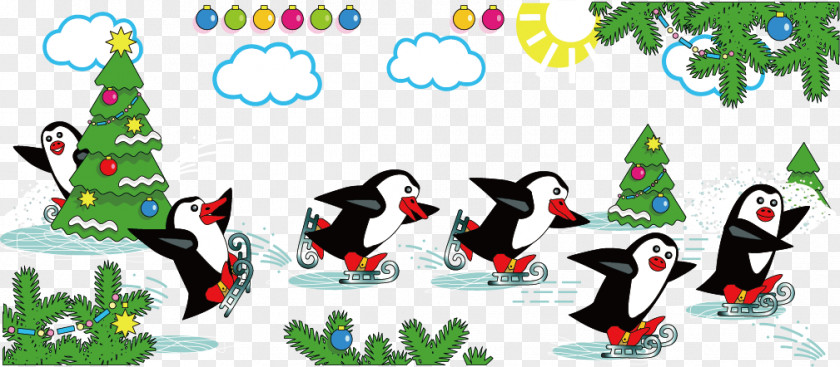 Skating Penguins Spot The Difference Puzzle Child Game Coloring Book PNG